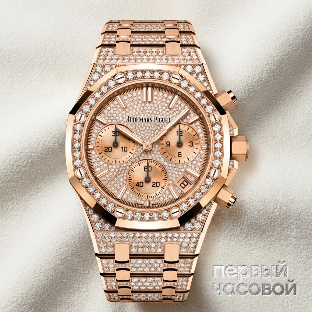 Купить элитные часы Audemars Piguet Audemars Piguet Royal Oak Chronograph "50th Anniversary" 41mm Rose Gold/Diamond Paved Dial and Bracelet 26242OR.ZZ.1322OR.01: в наличии в Москве!