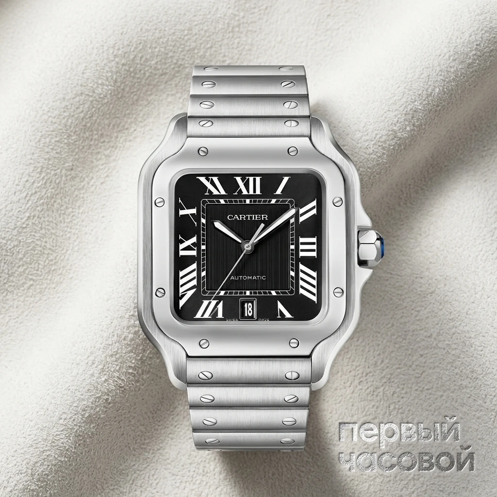 Купить элитные часы Cartier Santos De Cartier Large Model Black Dial WSSA0096: в наличии в Москве!