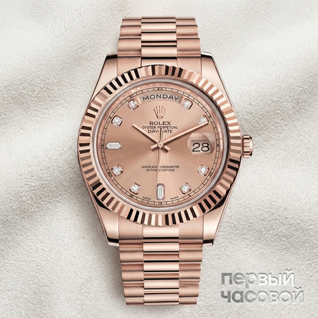 Rolex Day-Date II President Everose Gold Pink Dial Diamonds Index
