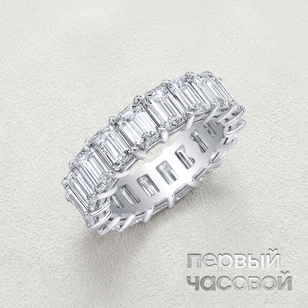 Studio jewelry Eternity Ring Emerald Cut 8,55 ct. G-H/VS