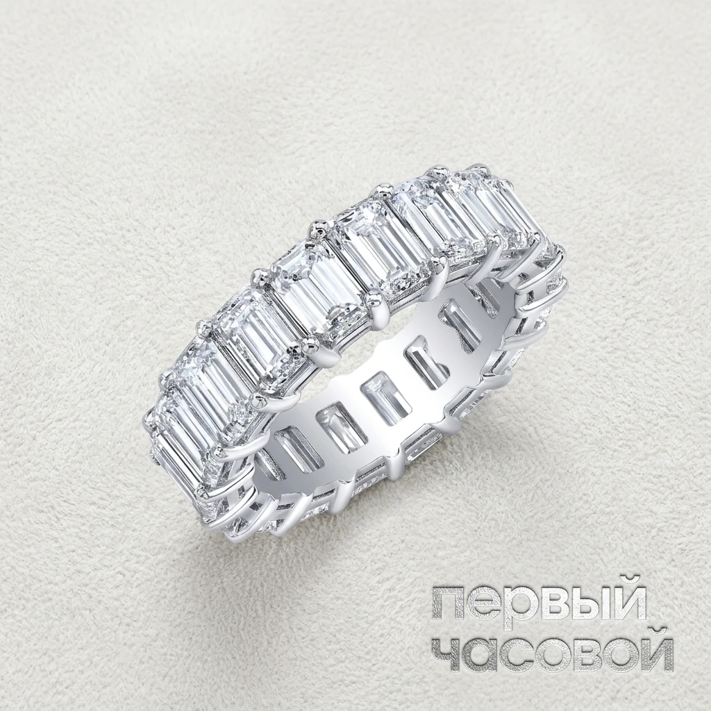 Studio jewelry Eternity Ring Emerald Cut 8,55 ct. G-H/VS