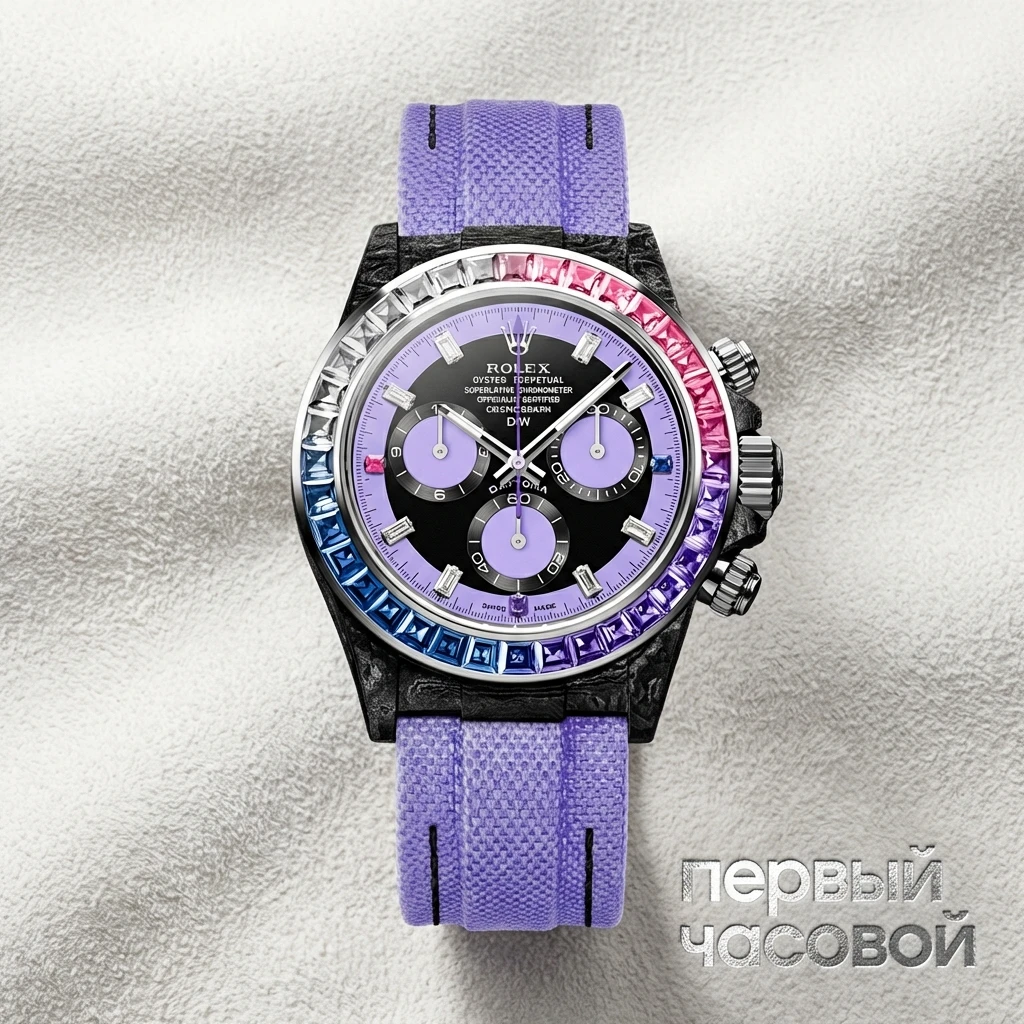 Купить элитные часы DiW Rolex Daytona 40 Mm Rainbow Violet : в наличии в Москве!