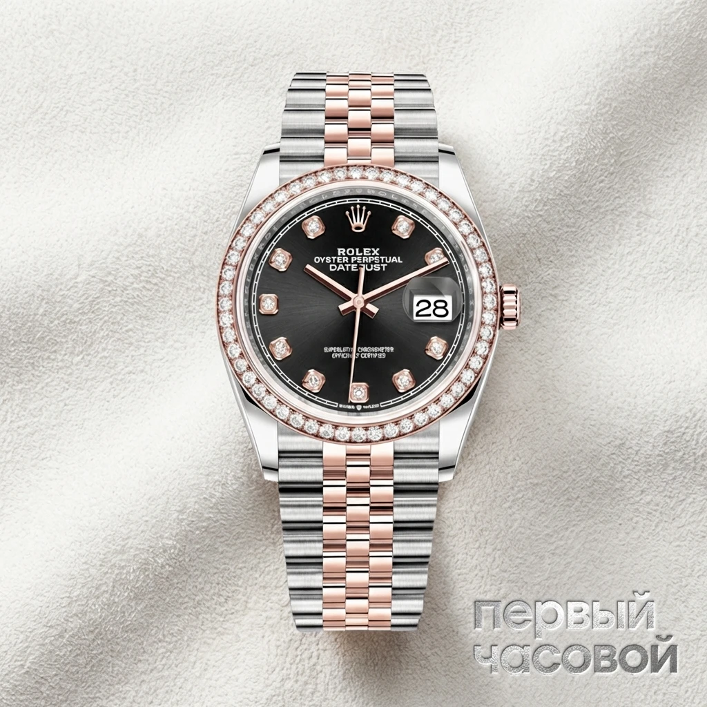 Rolex Oyster Perpetual Datejust 36 Mm Everose Rolesor Diamonds 126281RBR