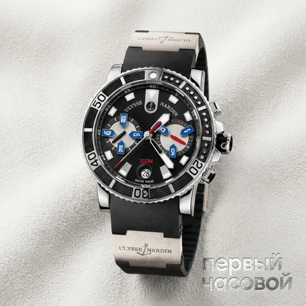 Купить элитные часы Ulysse N Maxi Marine Diver Chronograph 8003-102-3/92: в наличии в Москве!