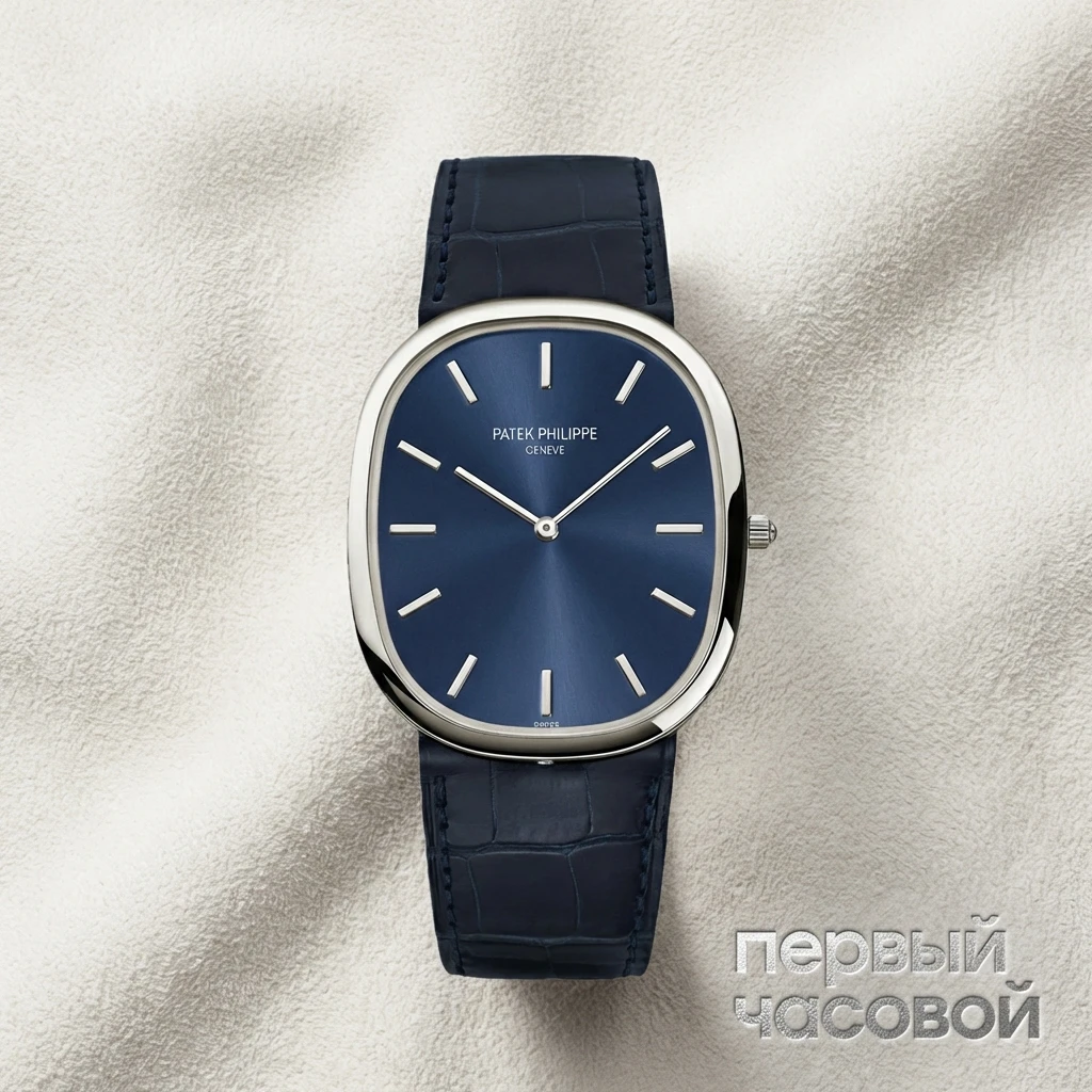 Купить элитные часы Patek Philippe Golden Ellipse Platinum Blue Dial  5738P-001: в наличии в Москве!
