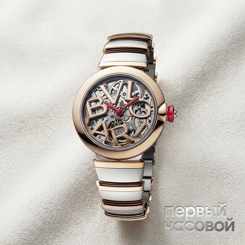 Купить элитные часы Bvlgari Lvcea Skeleton Steel And Rose Gold 33Mm 102878: в наличии в Москве!