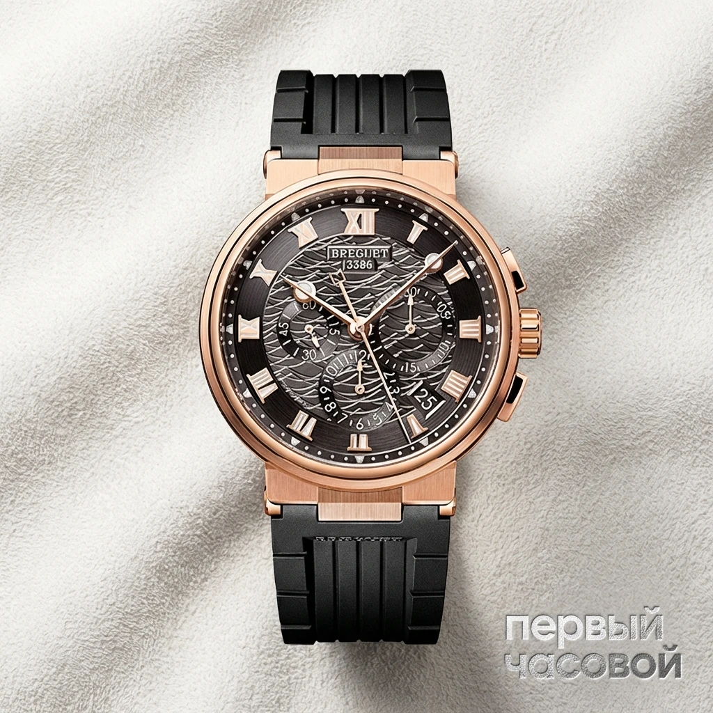 Купить элитные часы Breguet Marine Chronograph Rose Gold Dark Dial 5527BRG3/5WV: в наличии в Москве!