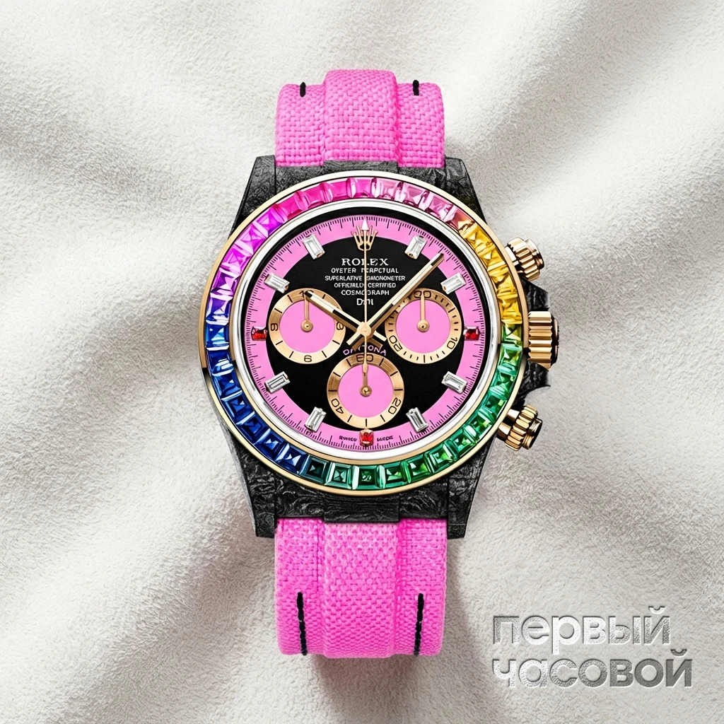 Купить элитные часы DiW Rolex Daytona 40 Mm Rainbow Rose : в наличии в Москве!