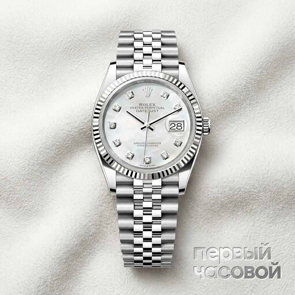 Rolex Datejust 36Mm Steel & White Gold Diamonds Mother Of Pearl 126234