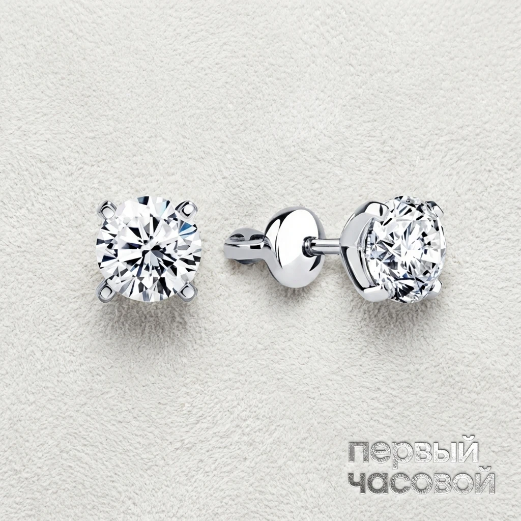 Купить украшение Studio jewelry Серьги 1,01/1,01 ct. I/Si2 (3 Excellent) Round Diamonds : в наличии в Москве!