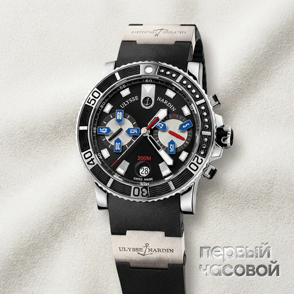 Купить элитные часы Ulysse N Maxi Marine Diver Chronograph 8003-102-3/91: в наличии в Москве!