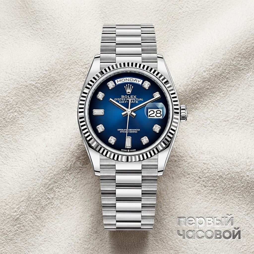 Rolex Day-Date 36Mm White Gold Blue Dial