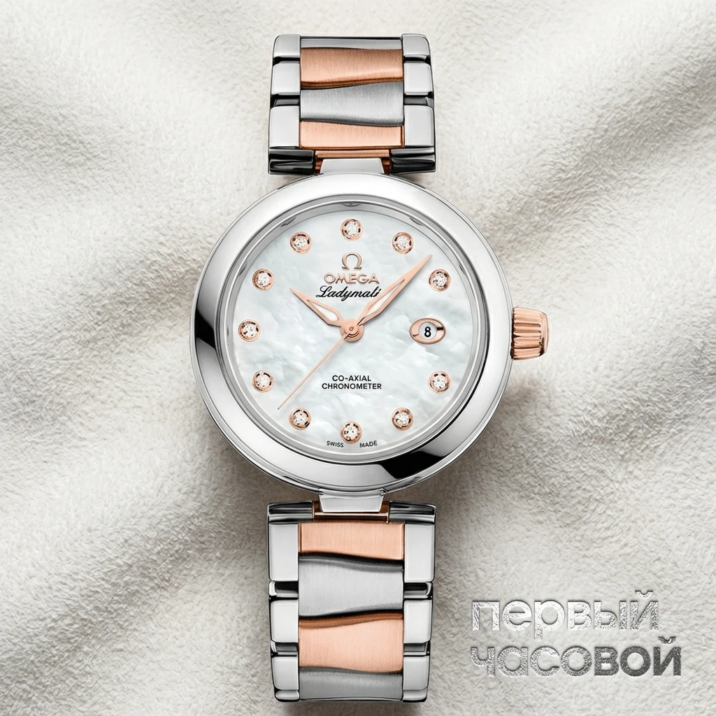 Купить элитные часы Omega De Ville Ladymatic  Co-Axial 34 mm 425.20.34.20.55.004: в наличии в Москве!