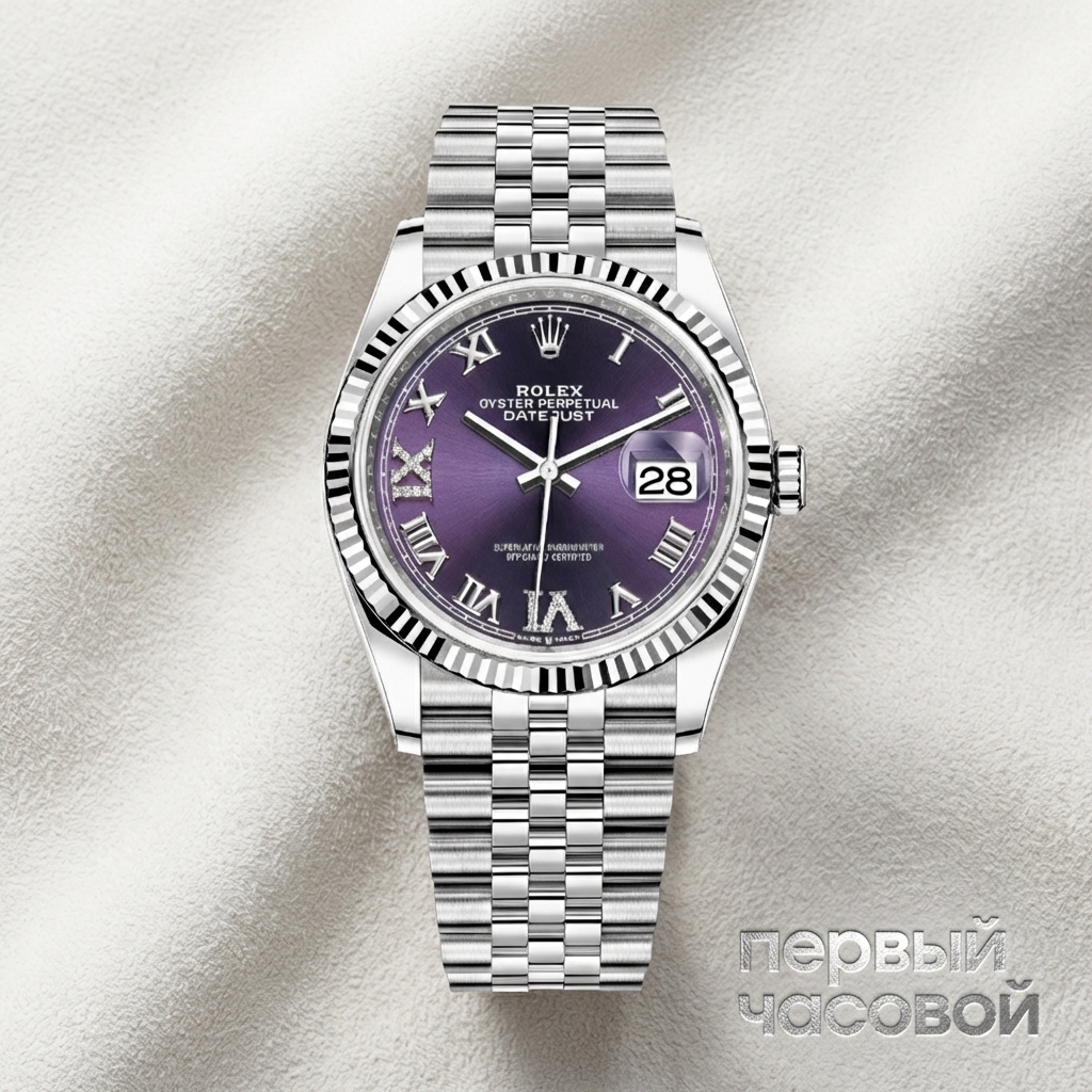 Rolex Datejust 36Mm Steel & White Gold Purple Dial Oyster