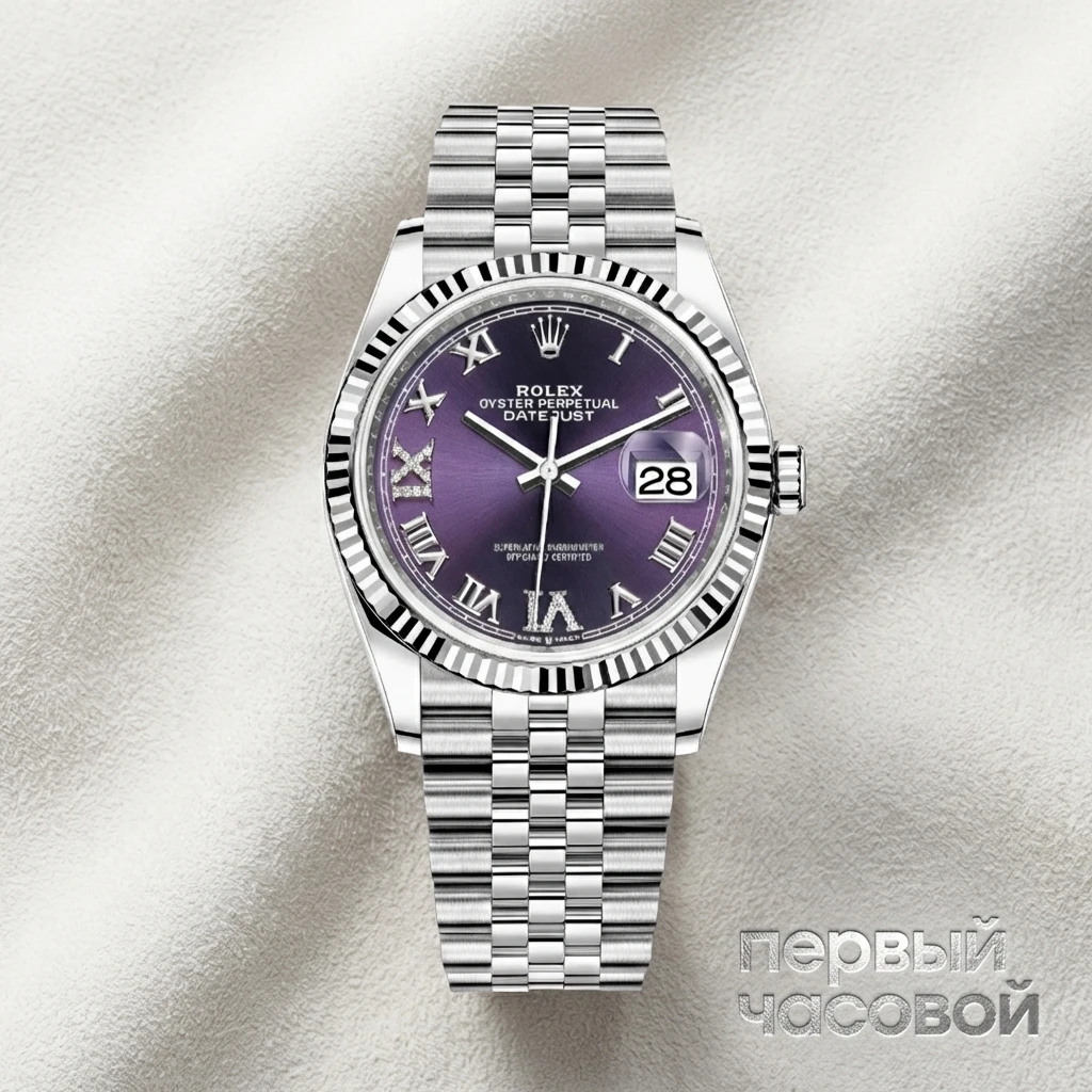 Rolex Datejust 36Mm Steel & White Gold Purple Dial Oyster 126234
