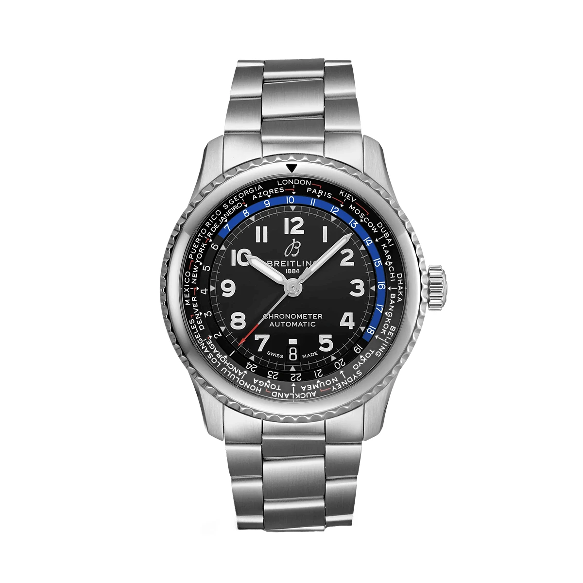 Купить элитные часы Breitling Aviator 8 B35 43 STEEL - BLACK AB3521U41B1A1: в наличии в Москве!