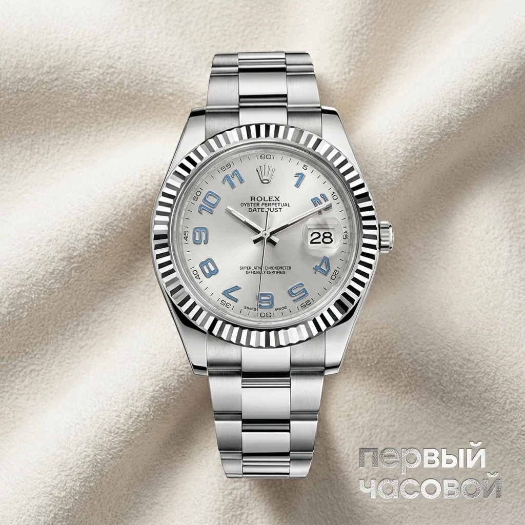 Rolex Oyster Perpetual Datejust II White Gold Fluted Bezel Silver Arabic Dial 116334