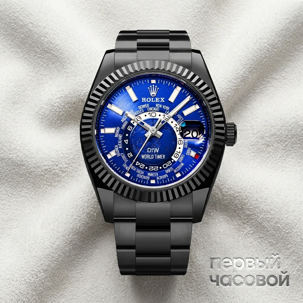 Купить элитные часы DiW Rolex World Timer Black Dlc Blue : в наличии в Москве!