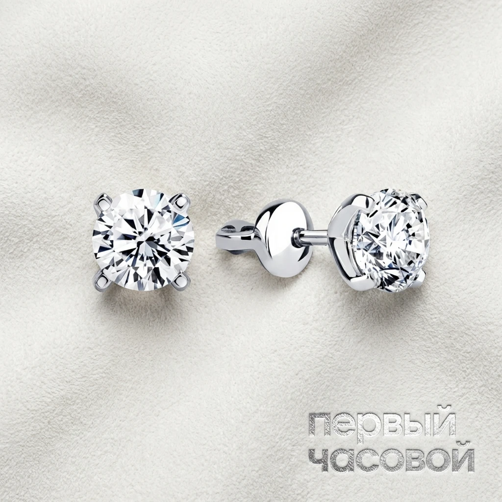 Купить украшение Studio jewelry Серьги 1,01/1,01 ct. F/Si1 (3 Excellent) Round Diamonds : в наличии в Москве!
