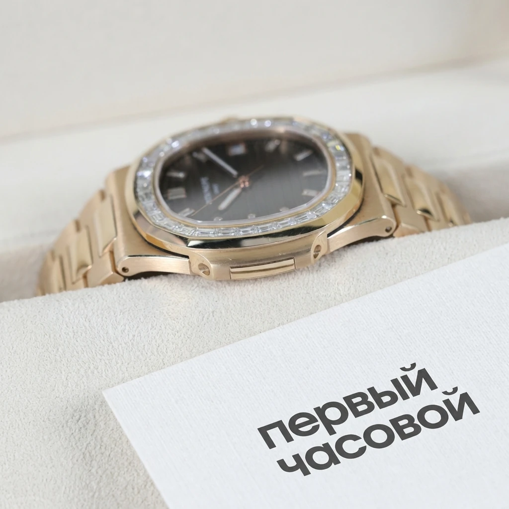 Купить элитные часы Patek Philippe Custom Nautilus Rose Gold Brown Diamonds Dial 40Mm Diamonds Bezel FIX 5723/1R: в наличии в Москве!