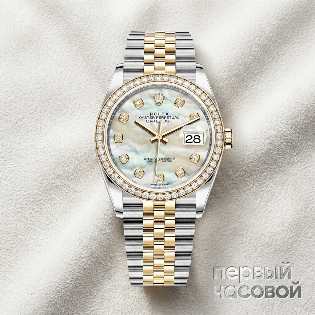 Rolex Oyster Datejust Two-Tone Factory Diamonds Mop Dial