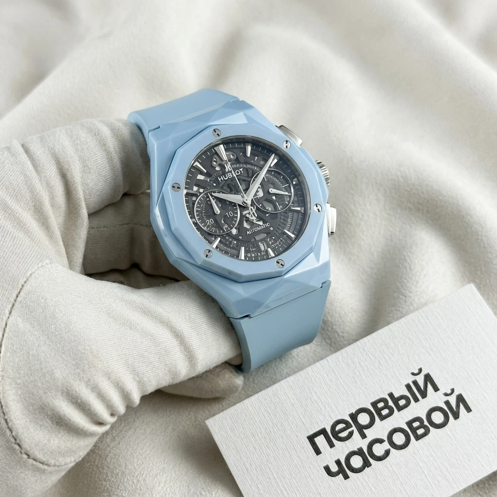 Купить элитные часы Hublot Classic Fusion Aerofusion Chronograph Orlinski Sky Blue Ceramic 525.ES.0170.RX.ORL22: в наличии в Москве!