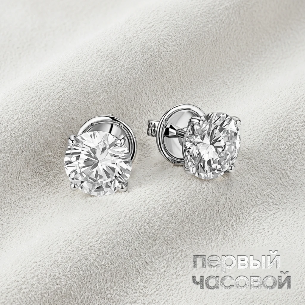 Купить украшение Studio jewelry Серьги 1,70/1,70 Ct. J/Vs2 (3 Excellent) : в наличии в Москве!