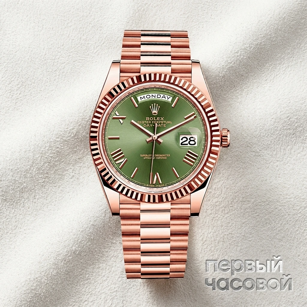 Купить элитные часы Rolex Day-Date 40 mm Rose Gold Olive Dial 228235: в наличии в Москве!