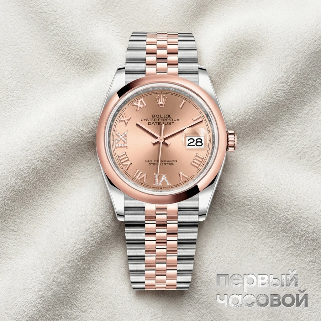 Купить элитные часы Rolex DATEJUST 36MM STEEL ROSE GOLD Diamonds pave 126201: в наличии в Москве!