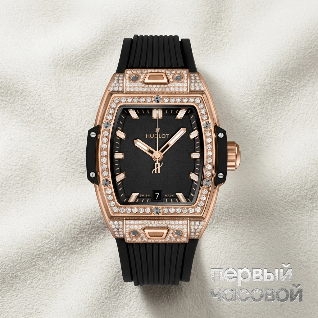 Купить элитные часы Hublot Shaped Spirit Of Big Bang King Gold Pave 662.OX.1180.RX.1604: в наличии в Москве!