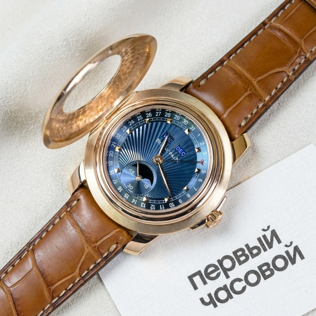 Купить элитные часы Blancpain Half Hunter Rose Gold Blue Dial 39 Mm 4563-3640-55: в наличии в Москве!