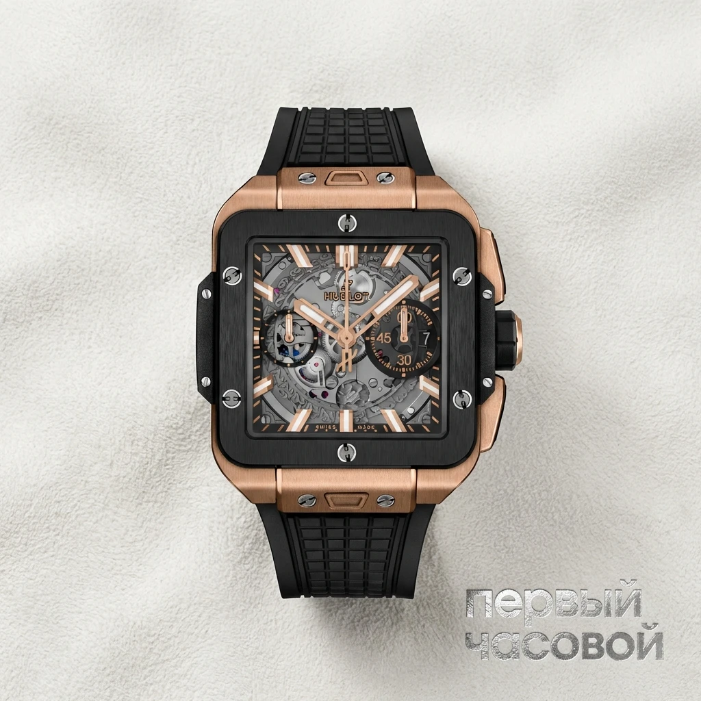Купить элитные часы Hublot Square Bang Unico King Gold Ceramic 821.OM.0180.RX: в наличии в Москве!