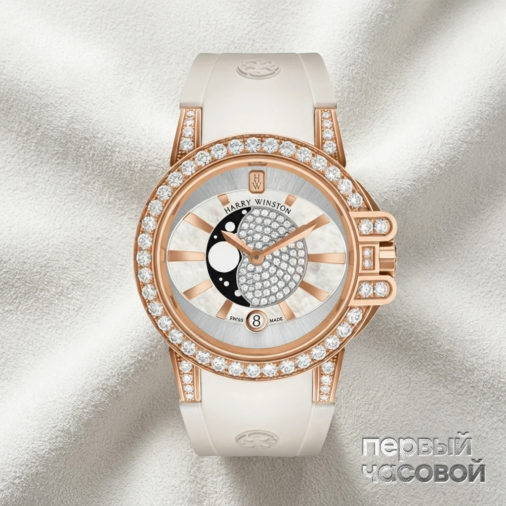 Купить элитные часы Harry Winston Ocean Lady Moon Phase OCEQMP36RR003: в наличии в Москве!