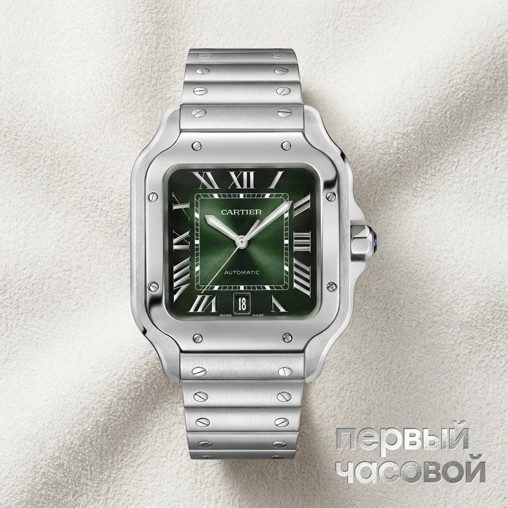 Купить элитные часы Cartier Santos De Cartier Green Dial  WSSA0062: в наличии в Москве!