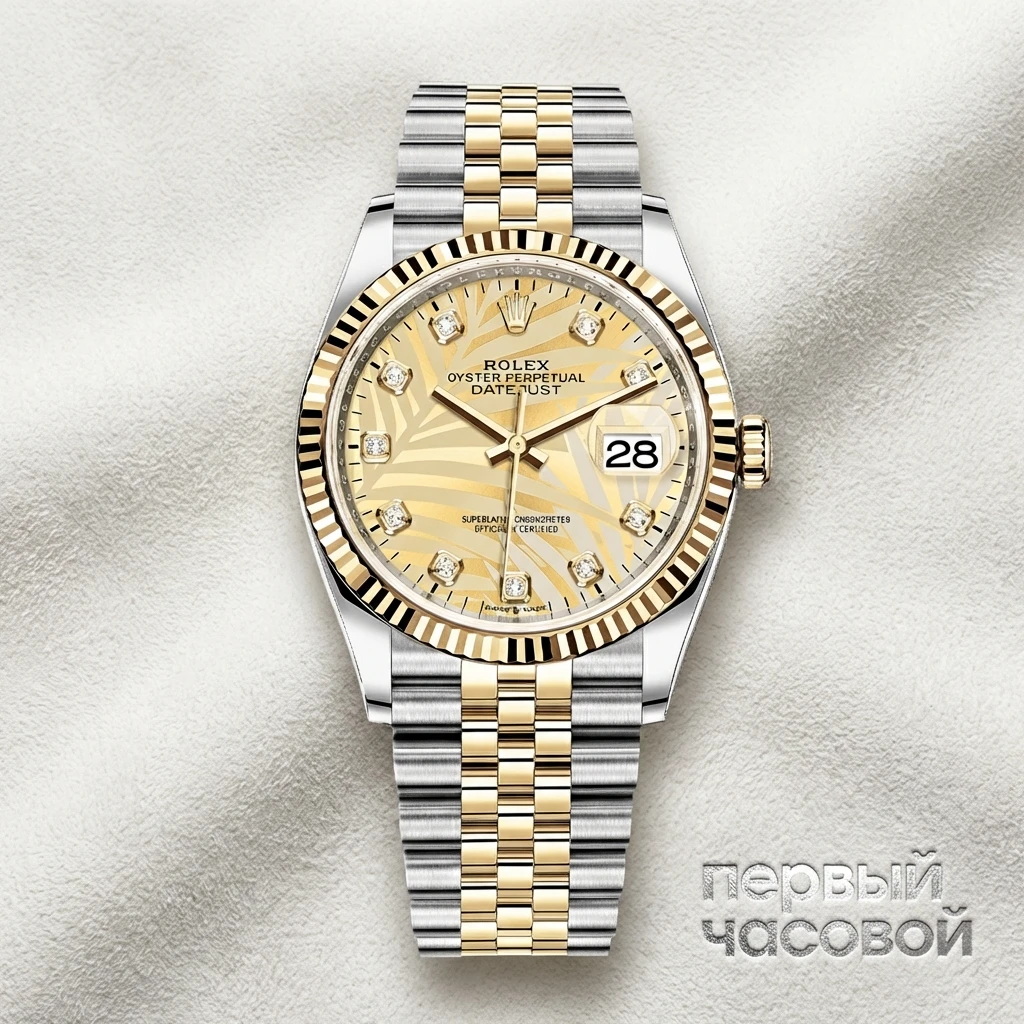 Купить элитные часы Rolex Datejust Champagne Palm Motif Diamond Dial 2023 126233-0043: в наличии в Москве!