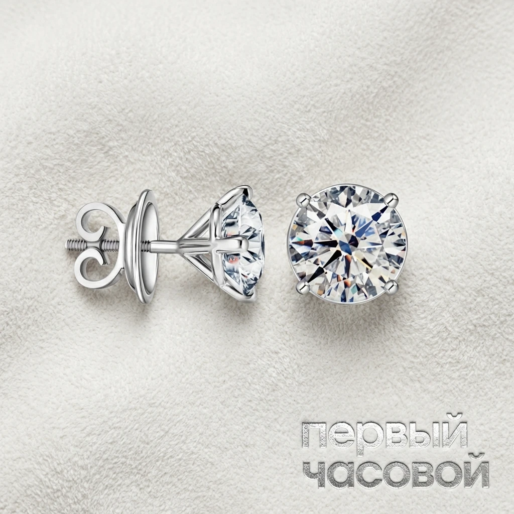 Купить украшение Studio jewelry Серьги с бриллиантами 3,01/3,02 ct. H/VS1 (3 Excellent) : в наличии в Москве!