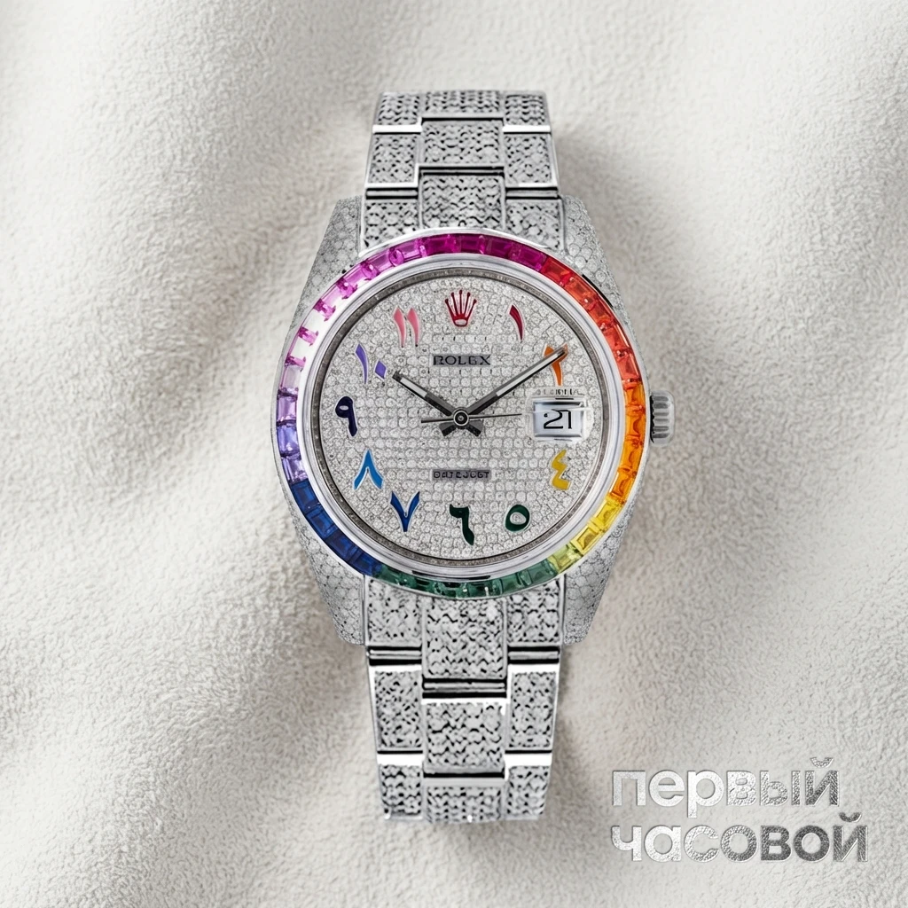 Купить элитные часы Rolex Datejust II Full Pave Rainbow Persian Numerals 126300 FIX: в наличии в Москве!