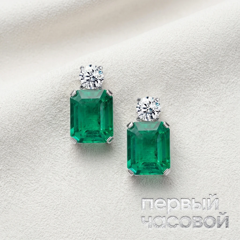 Купить украшение Studio jewelry Серьги С Изумрудами 3,52/4,07 Ct. Green (Colombia) : в наличии в Москве!