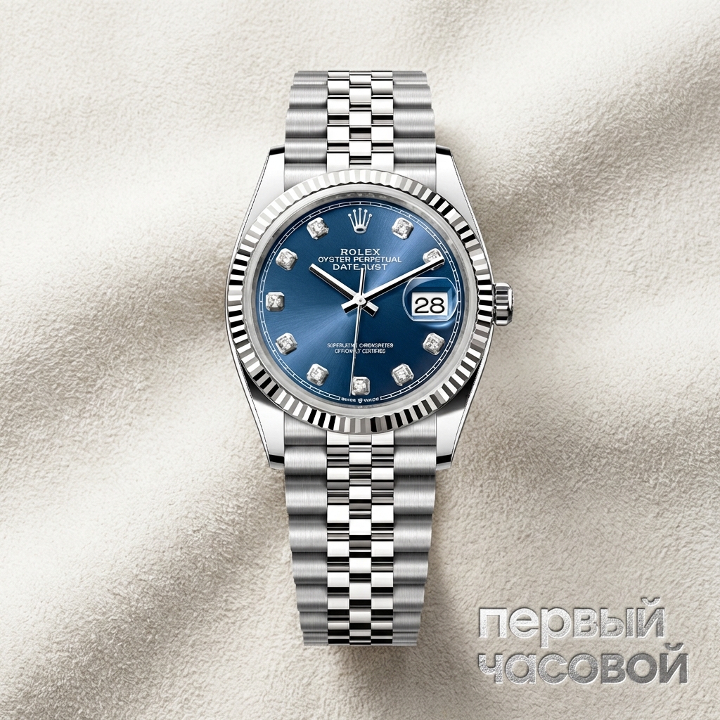 Rolex Datejust 36 Mm Blue Dial Diamond Index