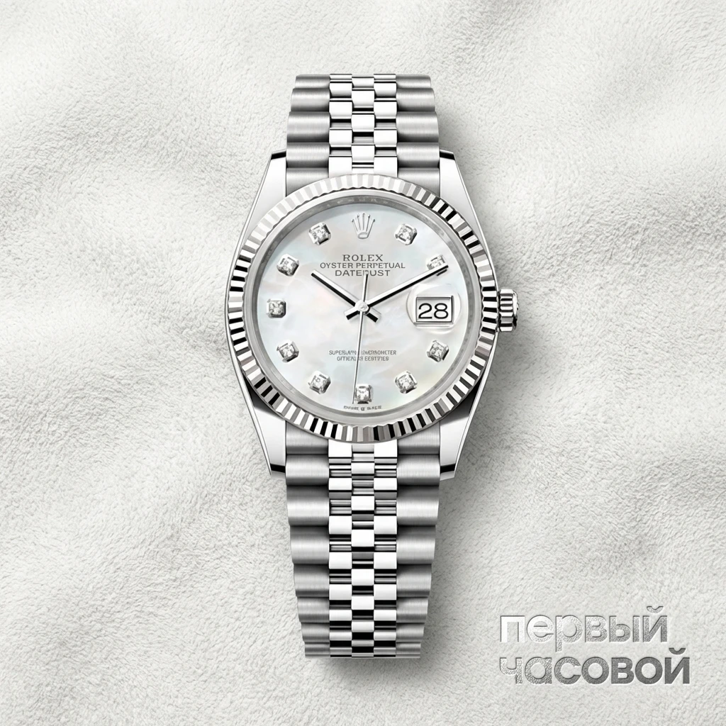 Rolex Datejust 36Mm Steel & White Gold Diamonds Mother Of Pearl 126234