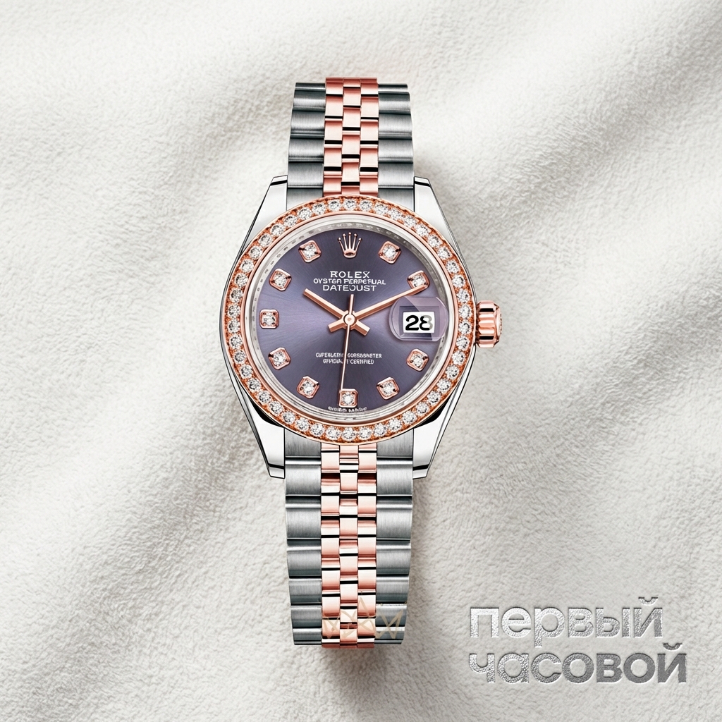 Rolex Lady-Datejust 28Mm Purple Dial Diamonds