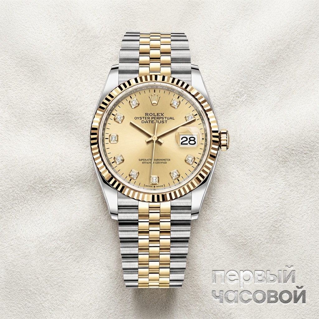 Rolex Datejust 36Mm Steel & Yellow Gold Motif Dial Diamond Index