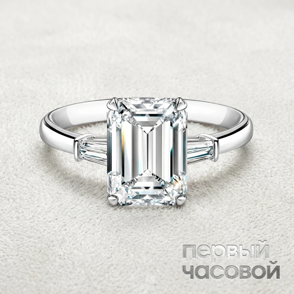 Купить украшение Studio jewelry Кольцо с бриллиантом 5,20 ct. H/VVS2 "Emerald Сut" : в наличии в Москве!