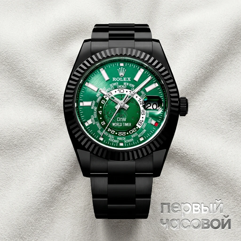 Купить элитные часы DiW Rolex World Timer Black Dlc Green : в наличии в Москве!
