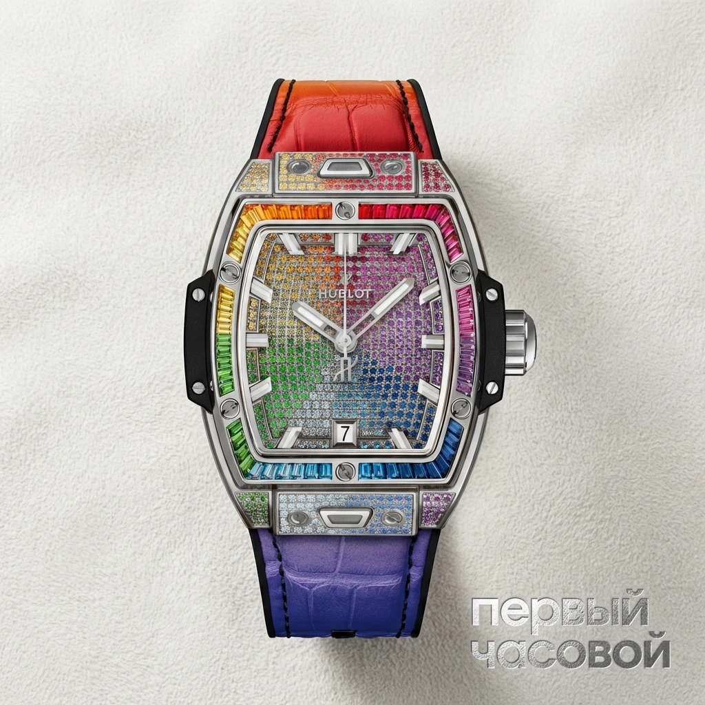 Купить элитные часы Hublot Shaped Spirit Of Big Bang Titanium Rainbow 662.NX.9900.LR.0999: в наличии в Москве!