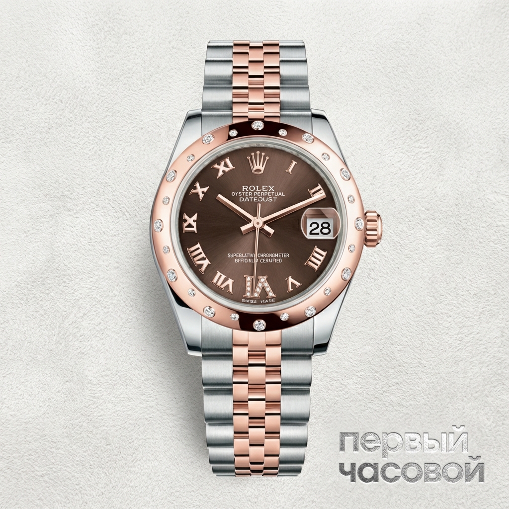 Rolex Oyster Perpetual Datejust 31мм Steel and Everose Gold 24 Diamond Bezel Chocolate Diamond Roman Vi Roman Dial
