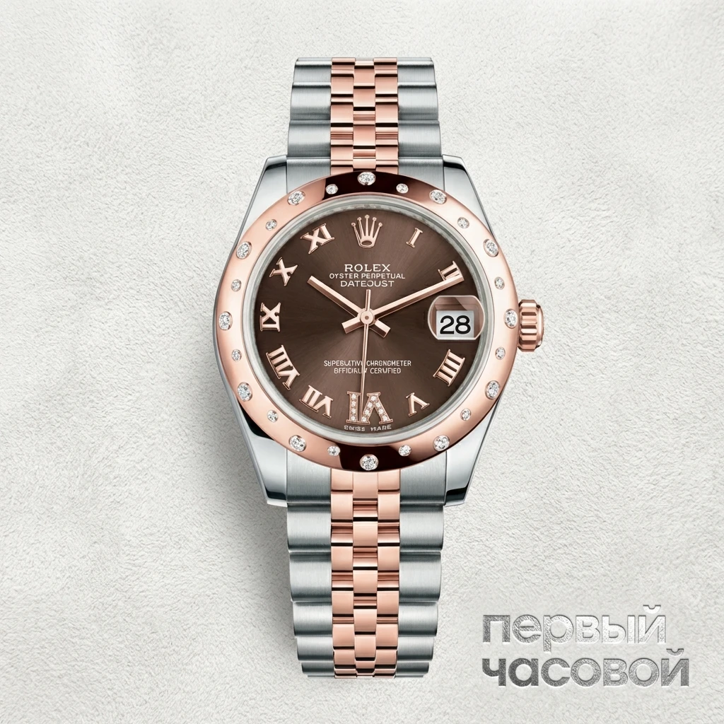 Rolex Oyster Perpetual Datejust 31мм Steel and Everose Gold 24 Diamond Bezel Chocolate Diamond Roman Vi Roman Dial 178341 chodro