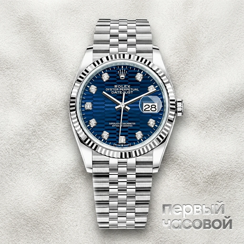 Купить элитные часы Rolex Datejust 36mm Steel &amp; White Gold Blue Fluted Motif Dimonds Dial 126234: в наличии в Москве!