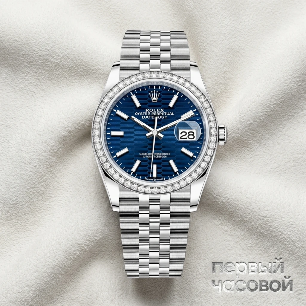 Купить элитные часы Rolex OYSTER PERPETUAL DATEJUST 36 OYSTERSTEEL  and White Gold Diamonds Bezel Flutted Motif 126284RBR: в наличии в Москве!