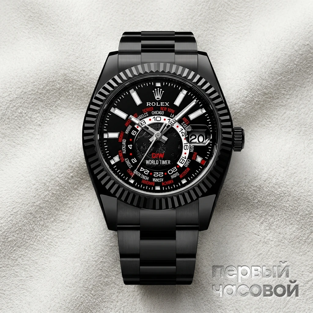 Купить элитные часы DiW Rolex World Timer Black Dlc Red : в наличии в Москве!